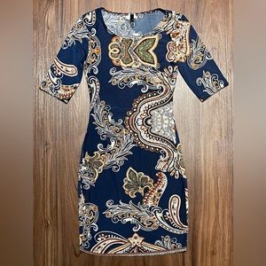 Uptown USA Multi-Color Patterned Short Sleeve Casual / Summer Dress - S